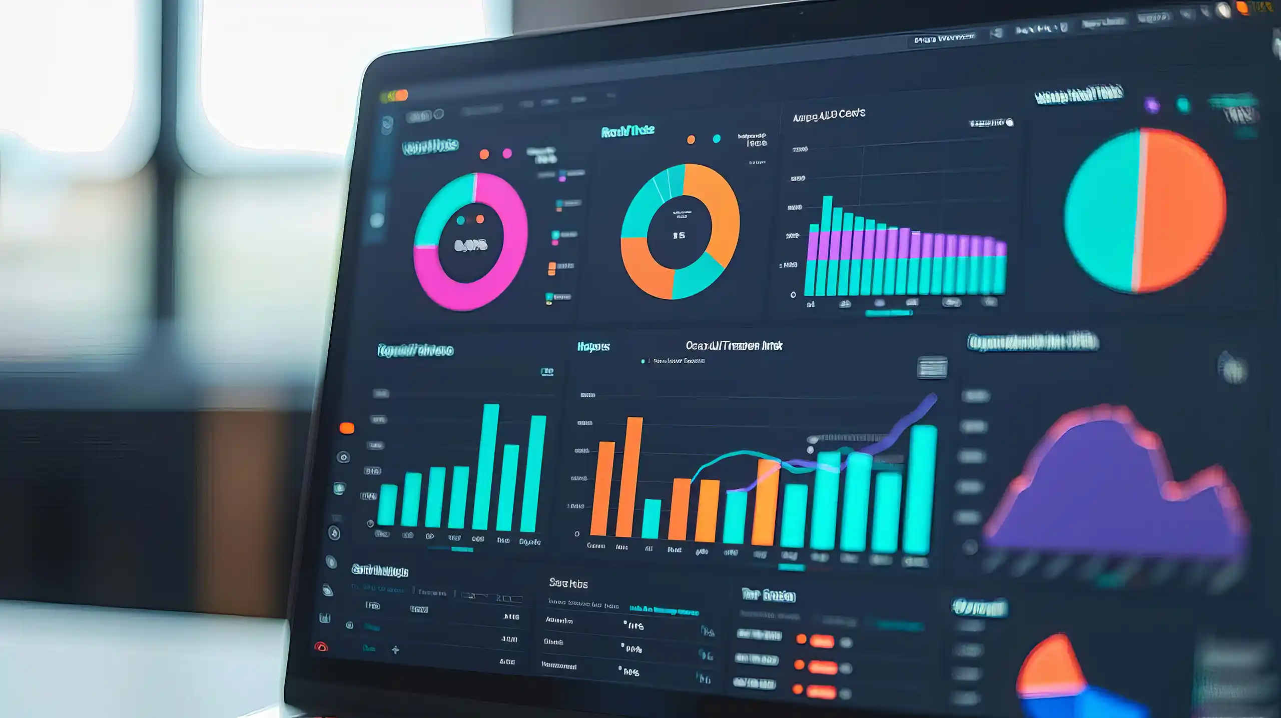 Computer screen showing various graphs and charts